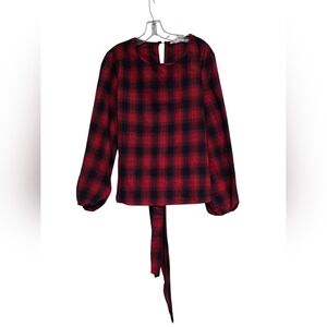 Cupshe Red and Black Plaid Blouse Size Large